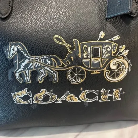 New Coach Chelsea Champlain Skeleton Horse Carriage Leather Tote - Picture 3 of 10